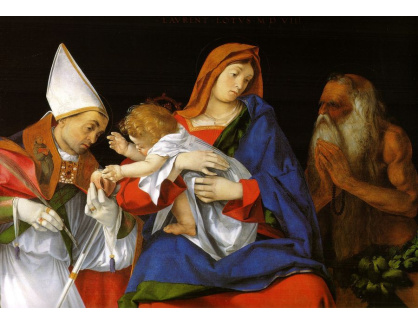 VLL 01 Lorenzo Lotto - Madonna s biskupem a svatým Onuphriusem