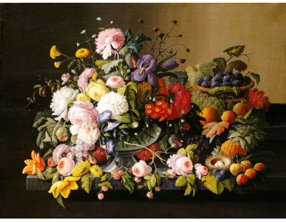 SO XIV-105 Severin Roesen - Zátiší s květinami a ovocem