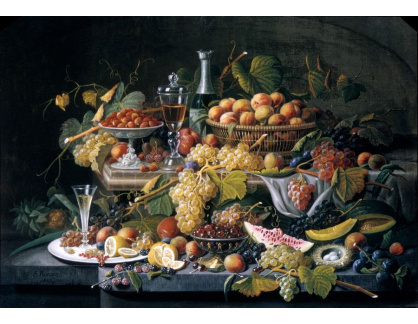 SO XIV-106 Severin Roesen - Zátiší s květinami a ovocem