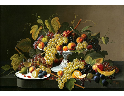 SO XIV-108 Severin Roesen - Zátiší s květinami a ovocem