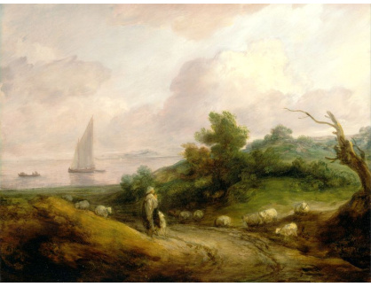 SO XIV-167 Thomas Gainsborough - Pobřežní krajina s pastýřem a jeho stádem