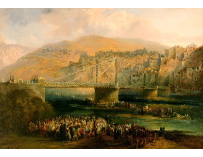 SO XIV-344 Genaro Pérez Villaamil - Pohled na město Fraga a jeho visutý most