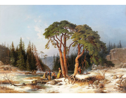 SO XIV-461 Joseph Magnus Stack - Norská zimní krajina s postavami