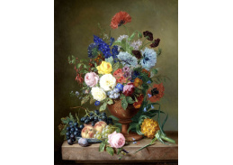 XV-40 Adriana van Ravenswaay - Váza smíšených květů a plodů na mramorové římse