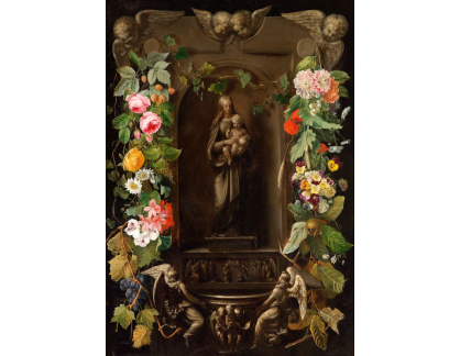 XV-41 Adrien de Page - Marie s Ježíškem obklopení girlandou květin