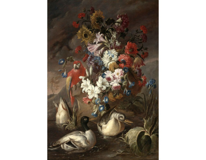 XV-112 Andrea Belvedere - Zátiší s papouškem a kachnami