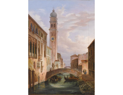XV-326 Carlo Grubacs - Pohled na Campanile von San Giorgio dei Greci v Benátkách