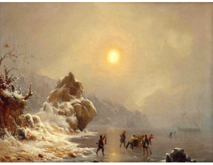 SO XVI-157 Andreas Achenbach - Zimní krajina s myslivci na ledě