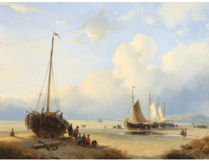 SO XVI-165 Andreas Schelfhout - Rybáři s loděmi na břehu