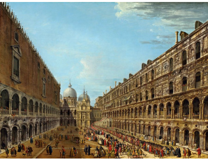 SO XVI-229 Antonio Joli - Procesí na nádvoří Dóžecího paláce v Benátkách