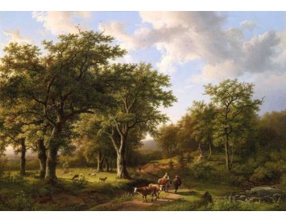 SO XVI-294 Barend Cornelis Koekkoek - Lesní krajina s pastýři a dobytkem