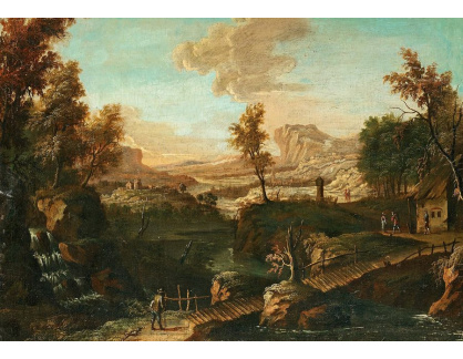 SO XVI-301 Bartolomeo Torrigiano - Krajina s řekou a postavami
