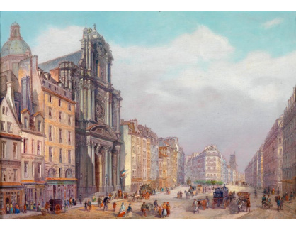 SO XVI-388 Carlo Bossoli - Pohled na Rue Saint Antoine v Paříži