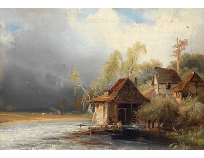 SO XVI-396 Caspar Johann Nepomuk Scheuren - Usedlost s rybářem