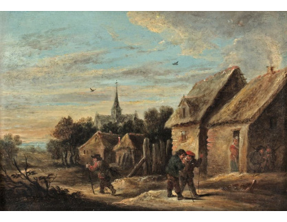 SO XVI-460 David Teniers - Vesnická ulice s rolníky