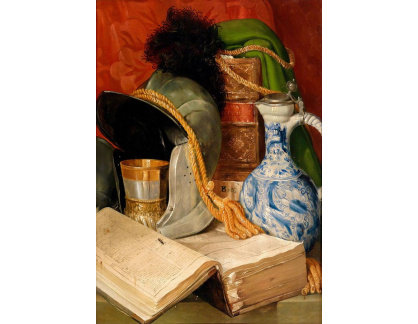 SO XVII-41 Ferdinand Beer - Zátiší s knihou  a helmicí