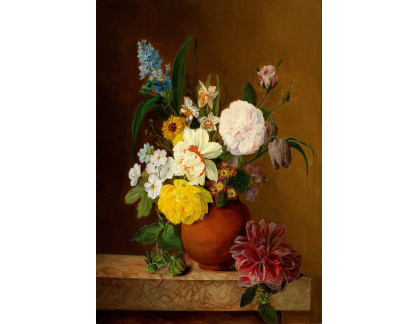 SO XVII-154 Franz Xaver Gruber - Květinové zátiší s růžemi, narcisy a hyacinty