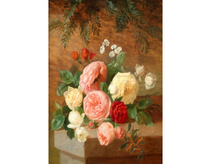 SO XVII-453 Henri Robbe - Zátiší s růžemi na kamenné římse