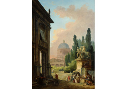 SO XVII-485 Hubert Robert - Pohled na Monte Cavallo s kostelem v Římě