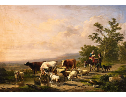 KO I-107 Eugene Verboeckhoven - Panoramatická krajina s pastýři a jejich stádem