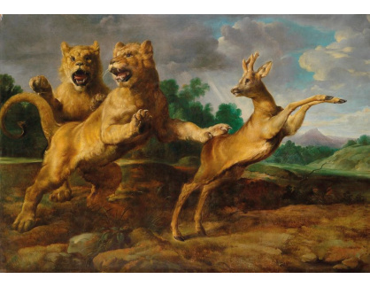 KO I-196 Frans Snyders - Dvě lvice na lovu srnce