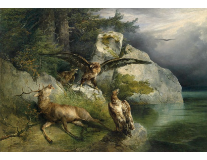 KO I-241 Friedrich Gauermann - Orel a umírající jelen na břehu jezera