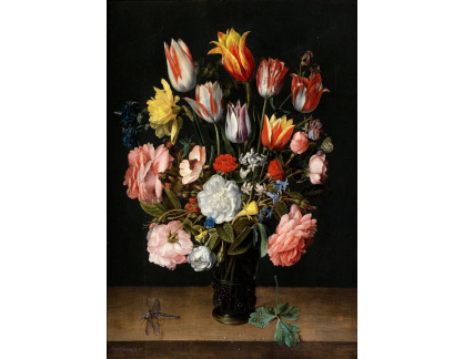 KO II-19 Jacob van Huldonck - Zátiší s tulipány, růžemi, zvonky, narcisy a pivoňkami