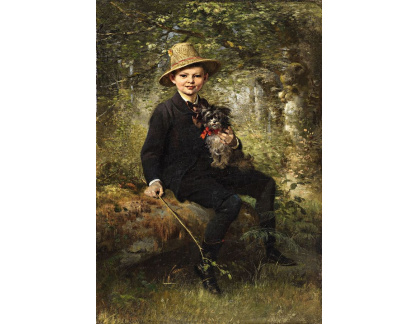 KO II-360 Ludwig Knaus - Portrét chlapce se psem v lese