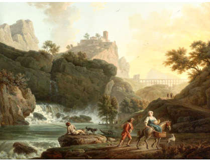 KO III-67 Claude-Joseph Vernet - Krajina s hradem, rybářem a postavami na cestě na cestě