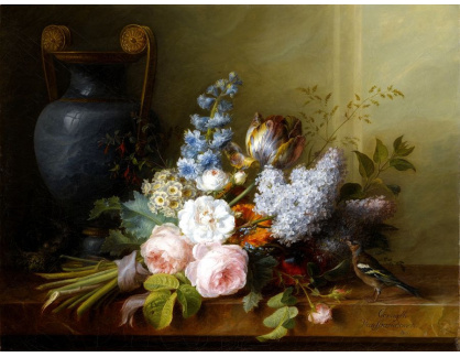 KO III-71 Cornelis van Spaendonck - Zátiší s kytici květin a ptákem