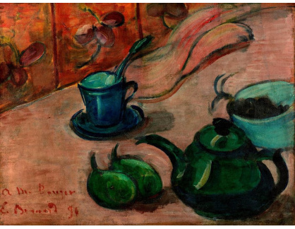 KO III-97 Emile Bernard - Zátiší s čajovou konvicí, pohárem a ovocem