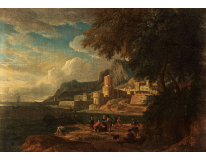 KO IV-346 Lucas De Wael - Klasická krajina s postavami u zámku