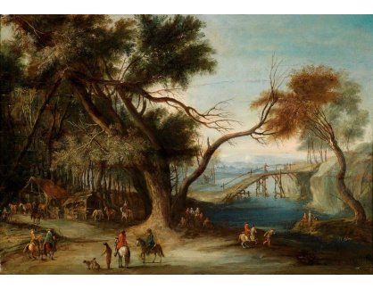 KO VI-221 Philipp Hieronymus Brinckmann - Zalesněná krajina s mostem a jezdci