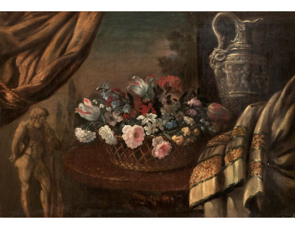 KO VI-233 Pierre Nicolas Huillot - Zátiší s květinami, džbánem a soškou Hercula