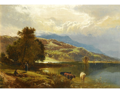 KO VI-350 Sidney Richard Percy - Jezero v horské krajině s pastevci a jejích dobytkem