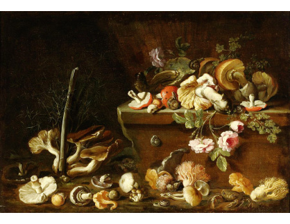 KO VI-362 Simone del Tintore - Zátiší s houbami a květninami