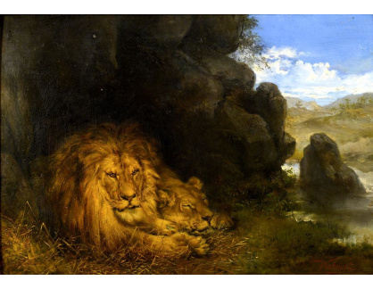 KO VI-462 Wilhelm Kuhnert - Dva lvi v jeskyni