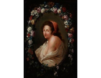 VKZ 348 Johann Amandus Winck - Portrét ženy v oválném medailonu s květinovým věncem