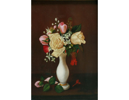 VKZ 44 S. E. Davis - Květinové zátiší se žlutými a růžovými růžemi