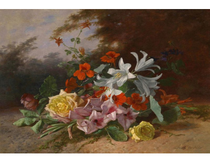 VKZ 383 David Joseph de Noter - Zátiší s růžemi, mečíky a liliemi