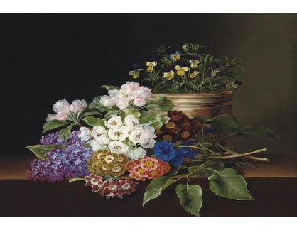 VKZ 393 Johan Laurentz Jensen - Zátiší s květy, šeříku violy, chrpy 