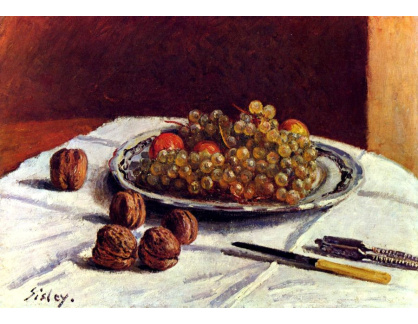 VZ028  Alfred Sisley - Zátiší s hrozny a ořechy