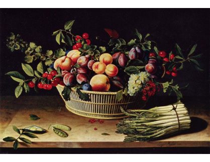 VZ047 Louise Moillon - Zátiší s košíkem ovoce a chřestem