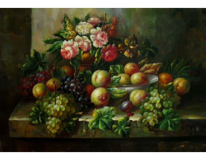 VZ117 Neznámý autor - Zátiší s ovocem a květinami