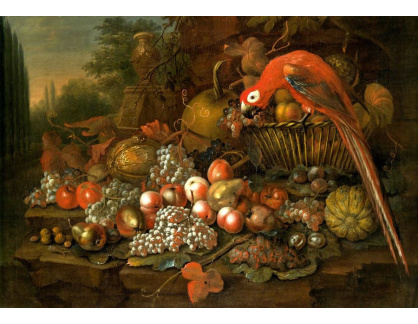 VZ231 George William Sartorius - Zátiší s ovocem a papouškem 