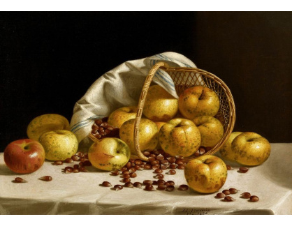 VZ243 John F. Francis - Zátiší se žlutými jablky sypajícími se z koše