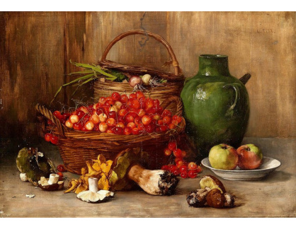 VZ247 Ludwig Eibl - Zátiší s houbami třešněmi a hliněným džbánem
