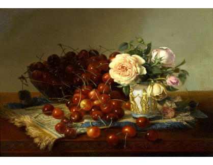 VZ249 Robert Spear Dunning - Ovocné zátiší s třešněmi a růžemi
