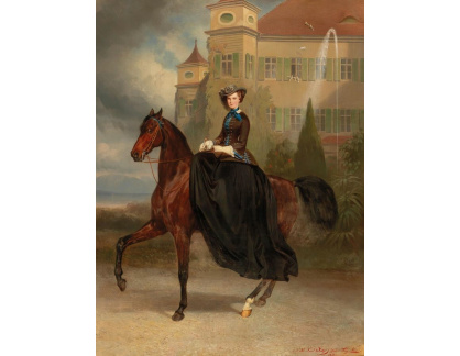 PORT-370 Karl von Piloty a Franz Adam - Císařovna Alžběta Rakouska jako nevěsta na koni v Possenhofen 1853