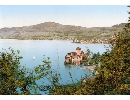 Fotochrom VF 54 Hrad Chillon, Ženevské jezero, Švýcarsko
